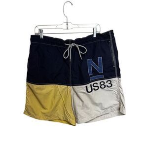 Vintage 90s Nautica Competition Swim Trunks Board Shorts Colorblock Size L Large